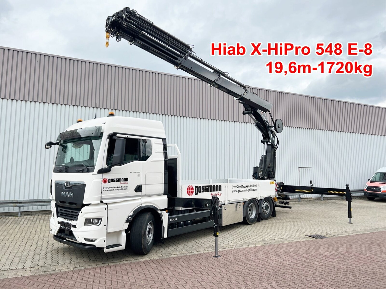 MAN TGX 26.510 6x2-4 LL CH TGX 26.510 6x2-4 LL, Kran Hiab X-HiPro 548 E-8, Lenk-/Liftachse, TwistLock 20Fuß, Funk, Retarder - Camião grua, Camião de caixa aberta/ Plataforma: foto 1 MAN TGX 26.510 6x2-4 LL CH TGX 26.510 6x2-4 LL, Kran Hiab X-HiPro 548 E-8, Lenk-/Liftachse, TwistLock 20Fuß, Funk, Retarder - Camião grua, Camião de caixa aberta/ Plataforma: foto 1