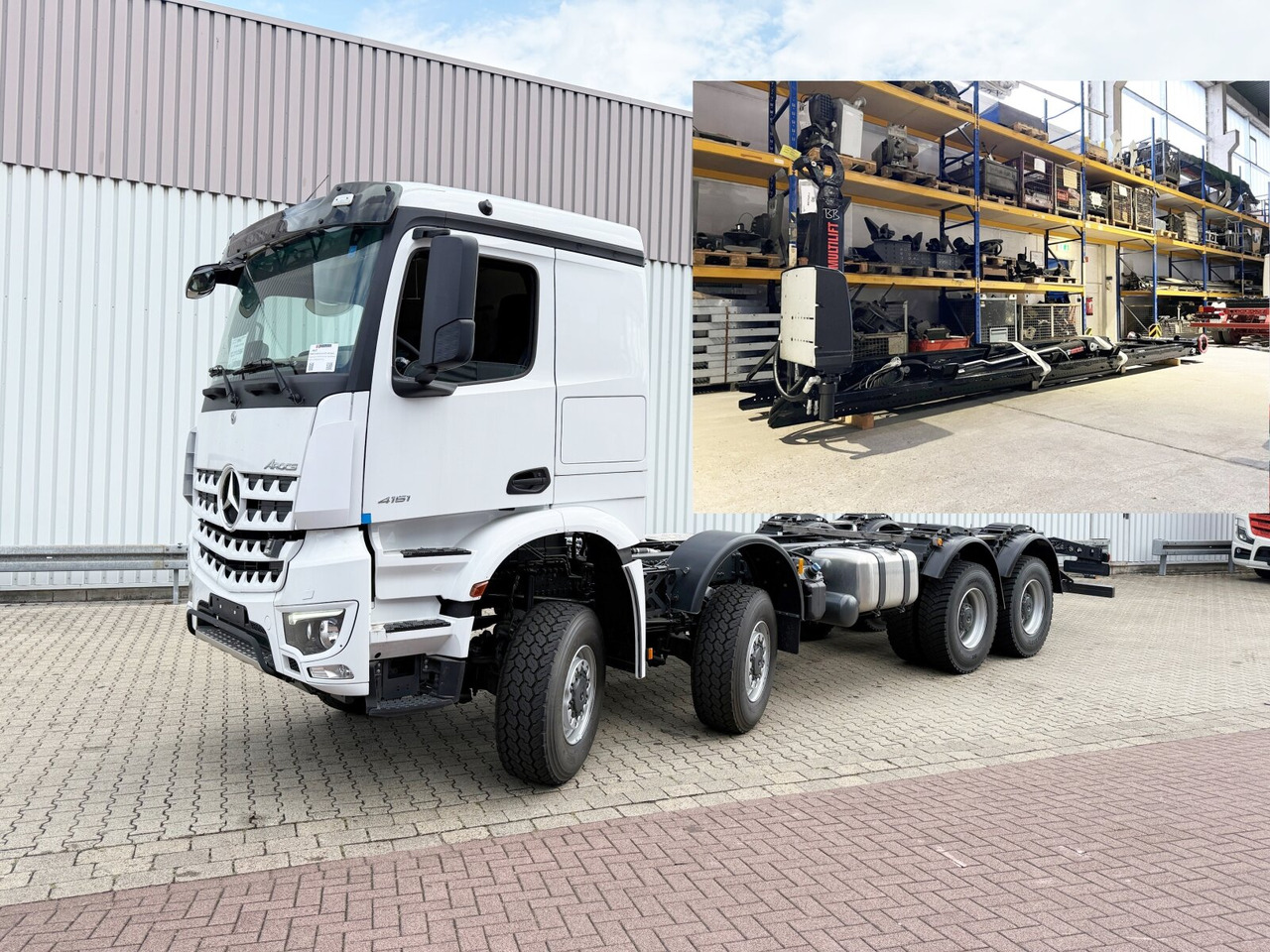 Mercedes-Benz Arocs 4151 AK 8x8/4 Arocs 4151 AK 8x8/4, Hiab Abrollanlage Ultima 26S59, Retarder, Navi, MultimediaCockpit, - Camião polibenne: foto 1 Mercedes-Benz Arocs 4151 AK 8x8/4 Arocs 4151 AK 8x8/4, Hiab Abrollanlage Ultima 26S59, Retarder, Navi, MultimediaCockpit, - Camião polibenne: foto 1