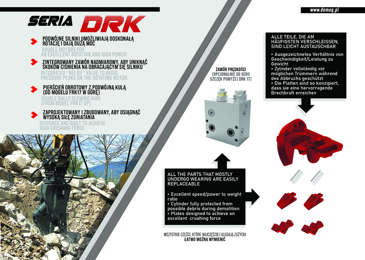 Tesoura de demolição para Escavadeira novo DEMOQ DRK 21  Hydraulic Rotating Pulveriser Crusher 2000 KG: foto 7