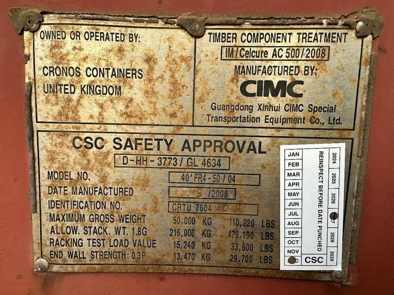 Contentor marítimo CIMC 40FT FLATRACK FLUSH FOLDING / CSC: 10/2027 / 10x available: foto 12