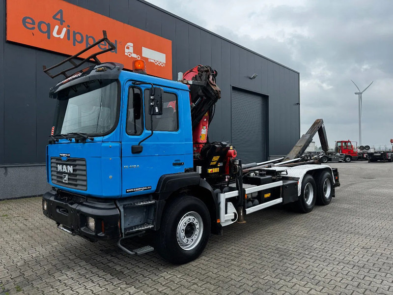 Camião polibenne, Camião grua MAN FE 410A, 6x4, EURO 2, Palfinger PK17000 Crane + VDL HOOK, full spring, manual gearbox, MOT 9/2025: foto 9