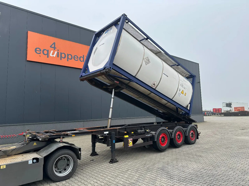 Van Hool 20FT Tipping-chassis, ADR (EX/II, EX/III, FL, AT), SAF, 2 liftaxles - Semi-reboque transportador de contêineres/ Caixa móvel: foto 1 Van Hool 20FT Tipping-chassis, ADR (EX/II, EX/III, FL, AT), SAF, 2 liftaxles - Semi-reboque transportador de contêineres/ Caixa móvel: foto 1