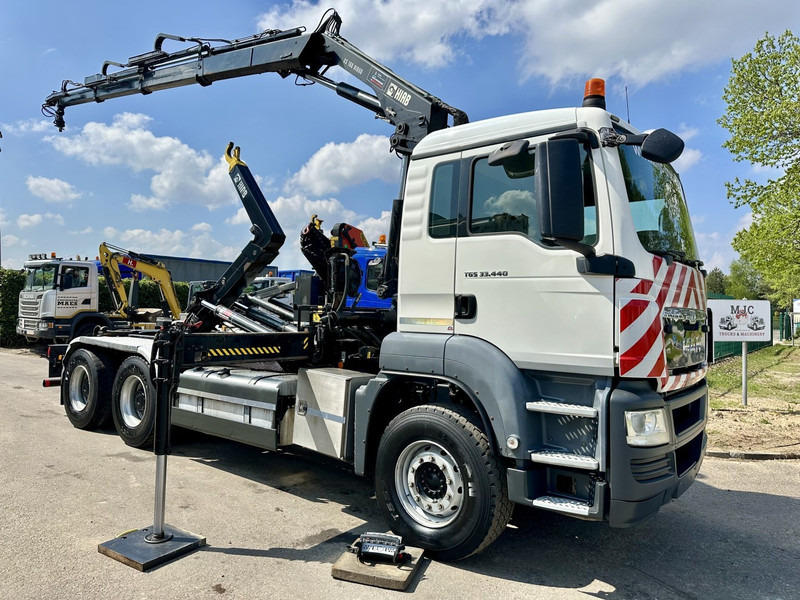 MAN TGS 33.440 6x4 BB HOOKLIFT + CRANE HIAB 166 E-3 HIDUO - RADIO - ROTATOR - EURO 5 - BE TRUCK - Camião polibenne, Camião grua: foto 1 MAN TGS 33.440 6x4 BB HOOKLIFT + CRANE HIAB 166 E-3 HIDUO - RADIO - ROTATOR - EURO 5 - BE TRUCK - Camião polibenne, Camião grua: foto 1
