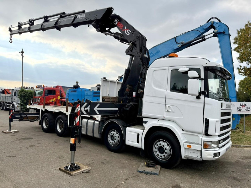 Scania 114C-380 8x4 PRITSCHE + KRAN HIAB 700 E-5 - PLATFORM 6m80 + TWISTLOCKS - MANUAL - RETARDER - STEEL SPRING / BIG AXLE HUB REDUCTION - AP ACHSEN - Camião de caixa aberta/ Plataforma, Camião grua: foto 1 Scania 114C-380 8x4 PRITSCHE + KRAN HIAB 700 E-5 - PLATFORM 6m80 + TWISTLOCKS - MANUAL - RETARDER - STEEL SPRING / BIG AXLE HUB REDUCTION - AP ACHSEN - Camião de caixa aberta/ Plataforma, Camião grua: foto 1