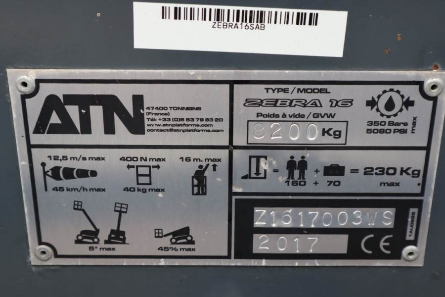 Plataforma articulada ATN Zebra 16 Guarantee! Diesel, Hydr. Stabilisers, 4x4: foto 6