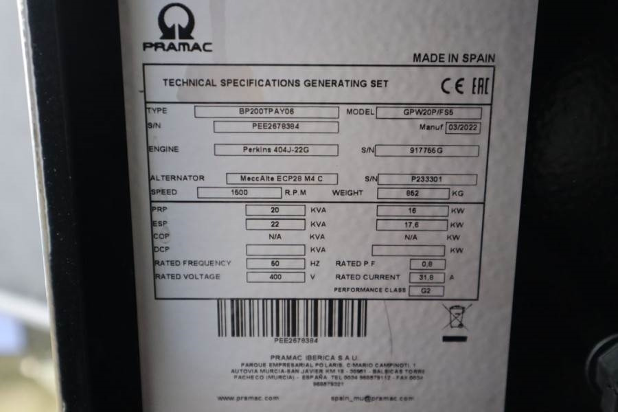 Gerador elétrico Pramac GPW20P Unused, Valid inspection, *Guarantee! Diese: foto 12