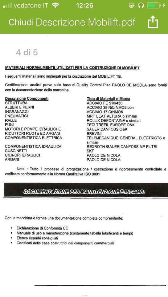 Paolo De Nicola Mobilift TE/60 - Guindaste de pórtico: foto 3 Paolo De Nicola Mobilift TE/60 - Guindaste de pórtico: foto 3