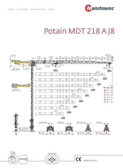 Potain MDT 218 A J 8 - Guindaste de torre: foto 1 Potain MDT 218 A J 8 - Guindaste de torre: foto 1