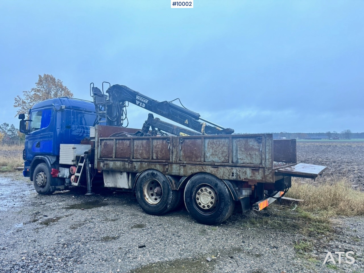 Scania R124 6x2 Flatbed truck with timber crane - Camião de caixa aberta/ Plataforma, Camião grua: foto 3 Scania R124 6x2 Flatbed truck with timber crane - Camião de caixa aberta/ Plataforma, Camião grua: foto 3