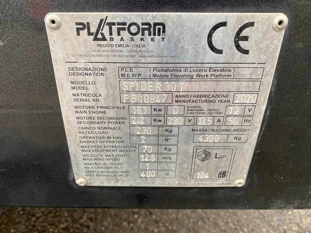Plataforma telescópica Platform Basket SPIDER 30T /1er Main-Origine Française endommagée: foto 11
