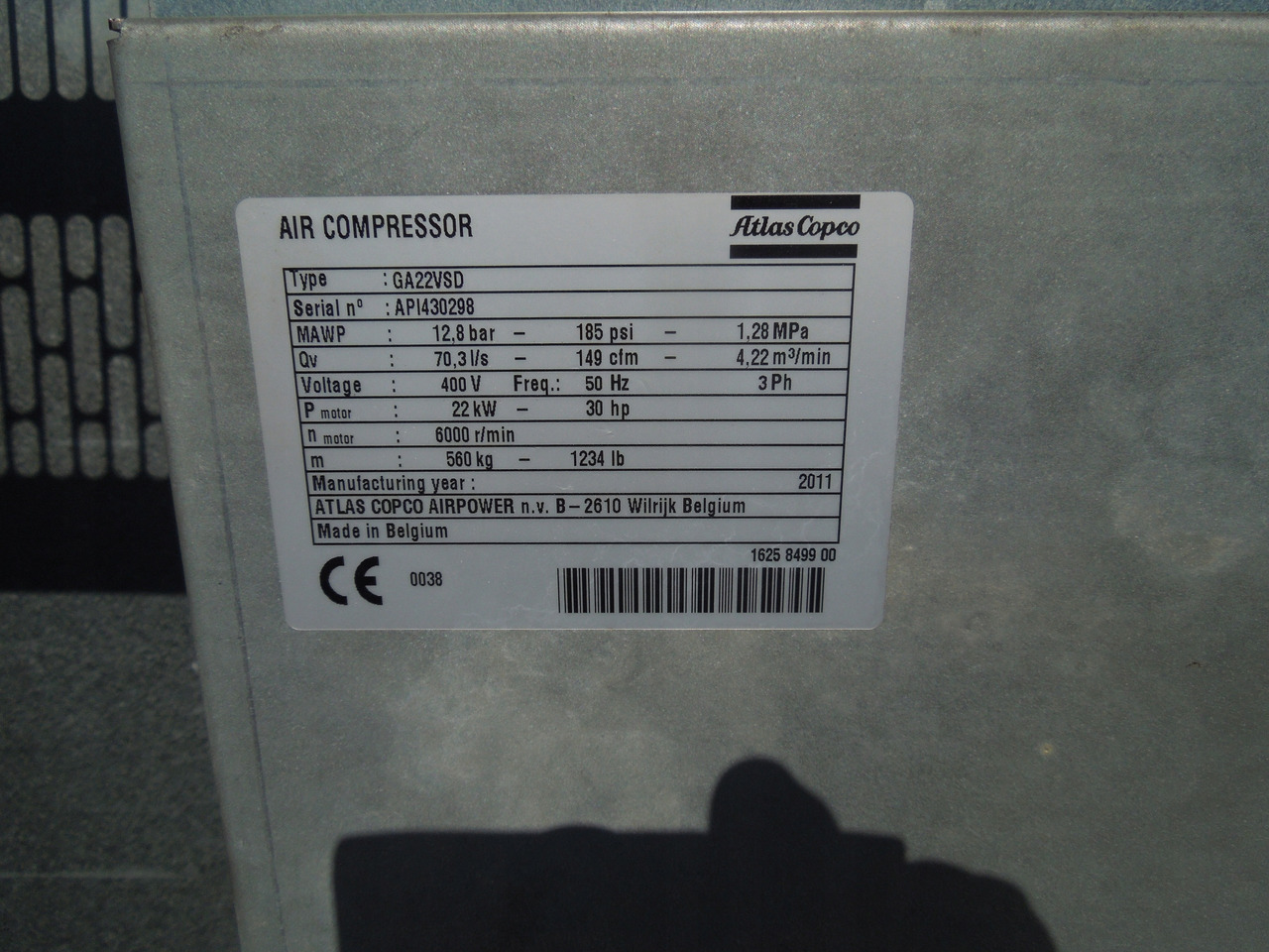 ATLAS COPCO GA22VSDFF - Compressor de ar: foto 4 ATLAS COPCO GA22VSDFF - Compressor de ar: foto 4