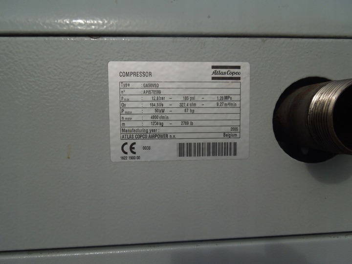 ATLAS COPCO GA50VSDFF - Compressor de ar: foto 3 ATLAS COPCO GA50VSDFF - Compressor de ar: foto 3