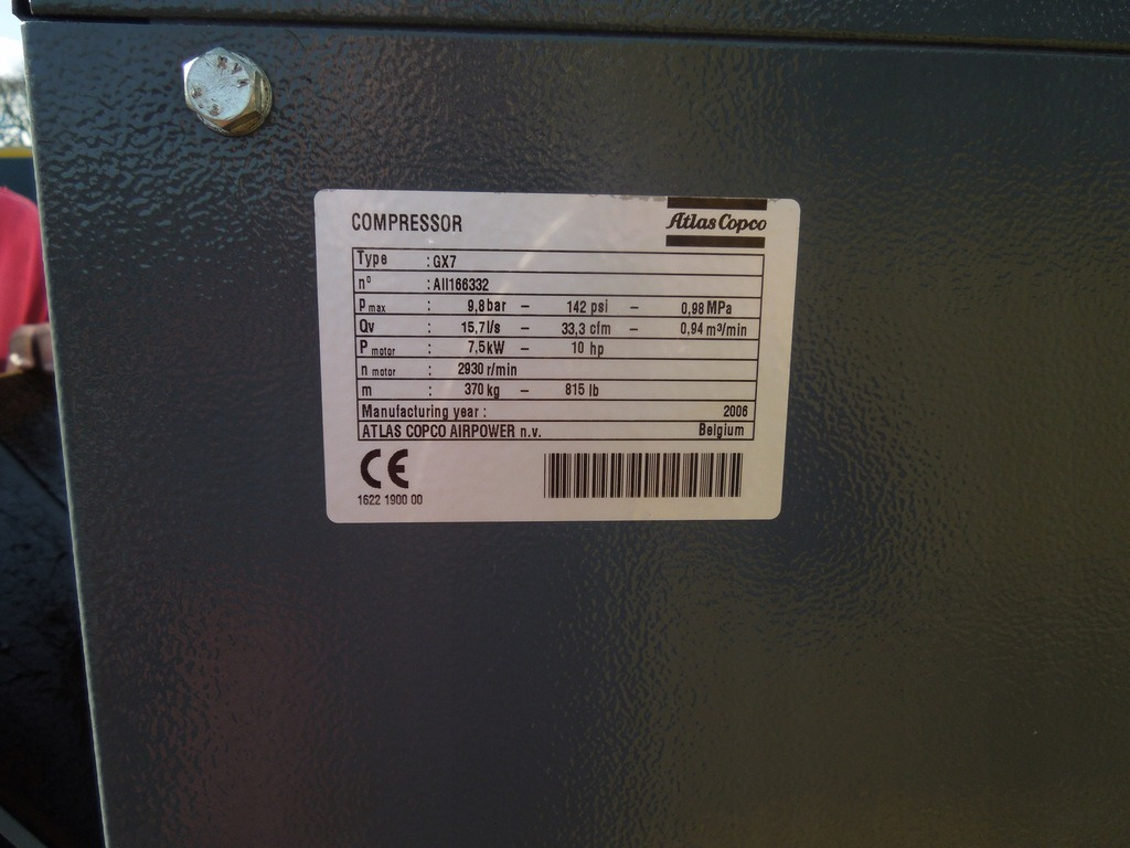 ATLAS COPCO GX7FF - Compressor de ar: foto 4 ATLAS COPCO GX7FF - Compressor de ar: foto 4