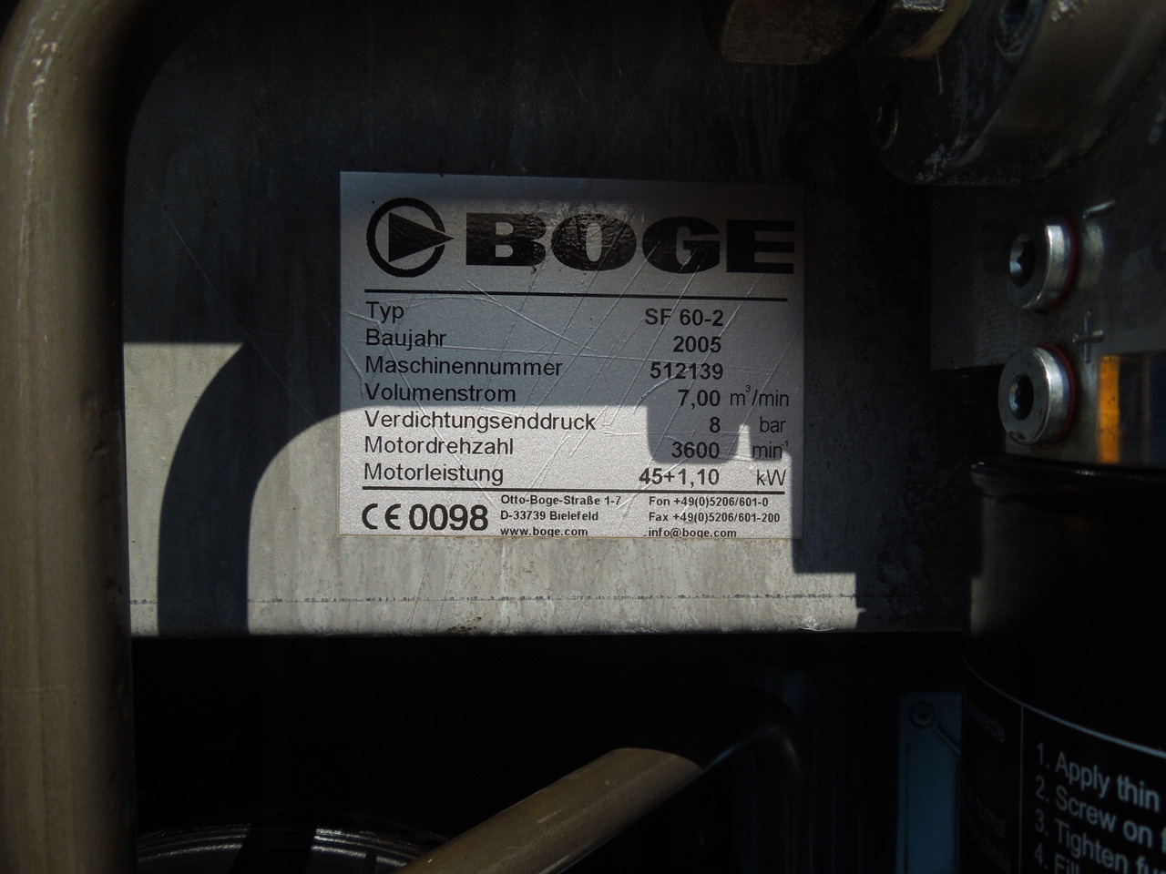 BOGE SF60-2 - Compressor de ar: foto 4 BOGE SF60-2 - Compressor de ar: foto 4