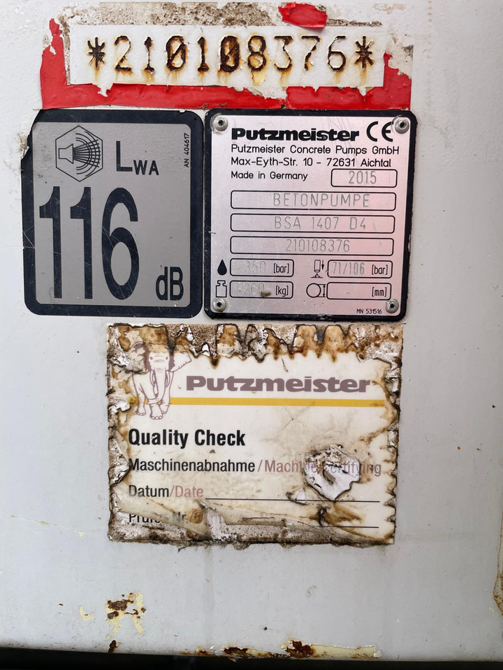 PUTZMEISTER 1407 - Bomba de betão estacionária: foto 2 PUTZMEISTER 1407 - Bomba de betão estacionária: foto 2