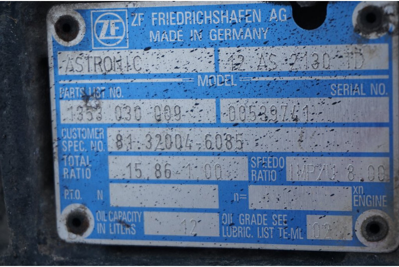 ZF 12AS2130DD TGX 81 32004-6085 - Caixa de velocidade para Camião: foto 5 ZF 12AS2130DD TGX 81 32004-6085 - Caixa de velocidade para Camião: foto 5