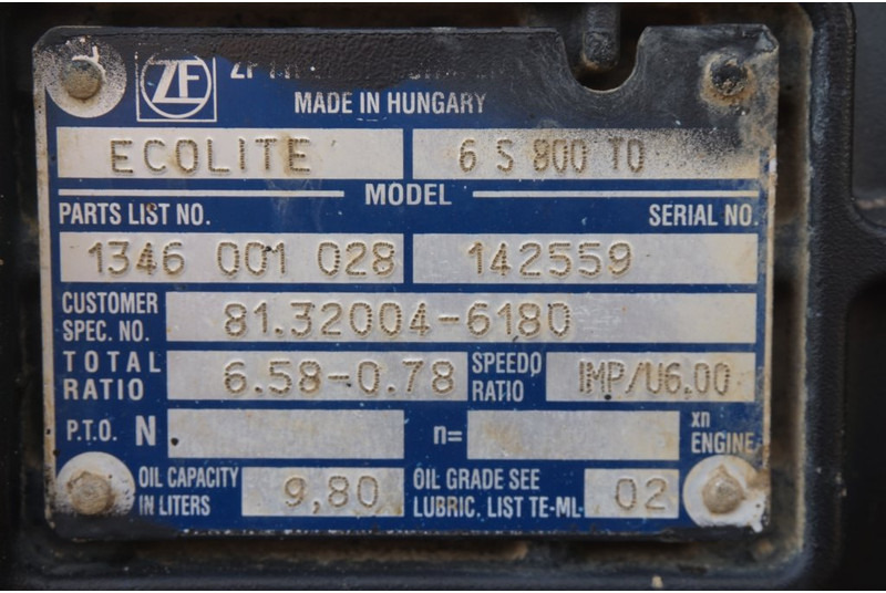 ZF 6S800OD TGL 81.32004-6180 - Caixa de velocidade para Camião: foto 5 ZF 6S800OD TGL 81.32004-6180 - Caixa de velocidade para Camião: foto 5