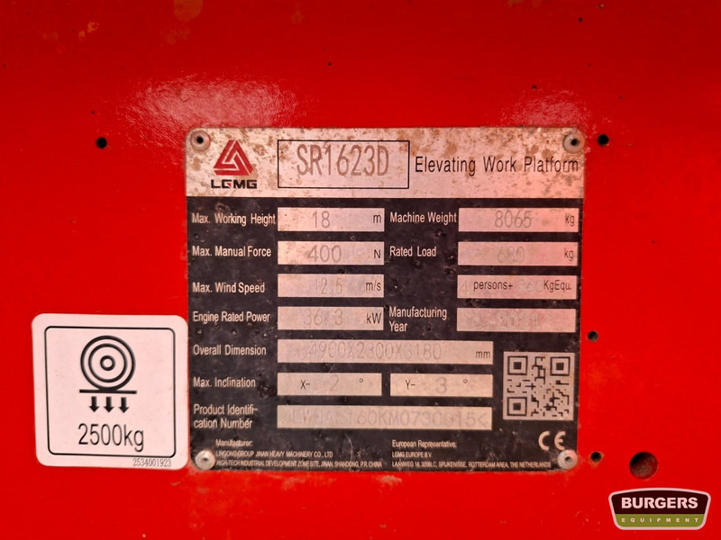 LGMG SR1623D (SR5390D) - Plataforma de Tijera/ Plataforma de tesoura: foto 5 LGMG SR1623D (SR5390D) - Plataforma de Tijera/ Plataforma de tesoura: foto 5