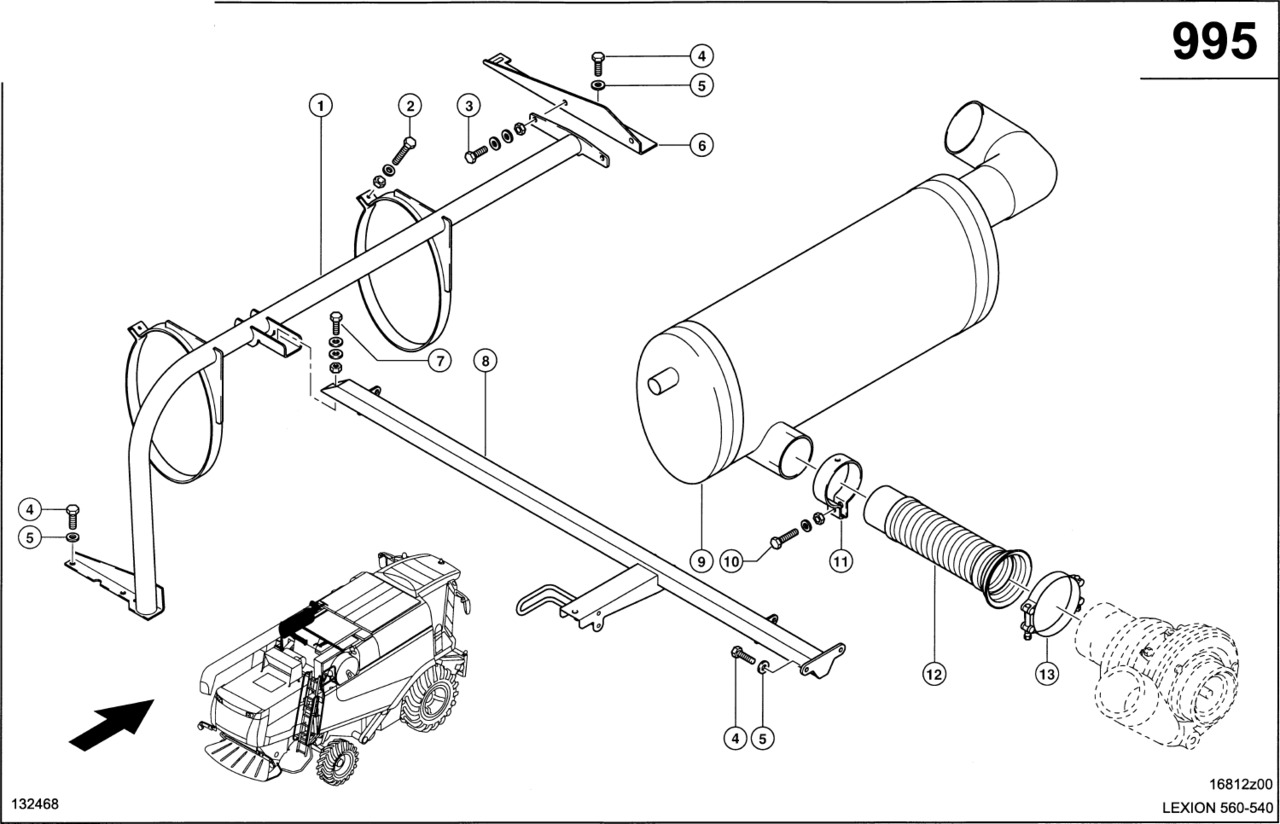 Claas Lexion 560 RURA WYDECHOWA 0007980910 (Silnik c6.6, c10, c13; układ wydechowy) - Tubo de escape para Máquina agrícola: foto 1 Claas Lexion 560 RURA WYDECHOWA 0007980910 (Silnik c6.6, c10, c13; układ wydechowy) - Tubo de escape para Máquina agrícola: foto 1