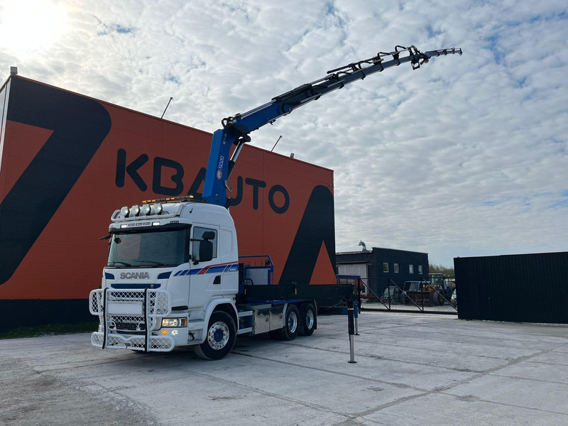 Scania G 490 6x2 HMF 5020 K6 + JIB / RETARDER - Camião de caixa aberta/ Plataforma, Camião grua: foto 1 Scania G 490 6x2 HMF 5020 K6 + JIB / RETARDER - Camião de caixa aberta/ Plataforma, Camião grua: foto 1