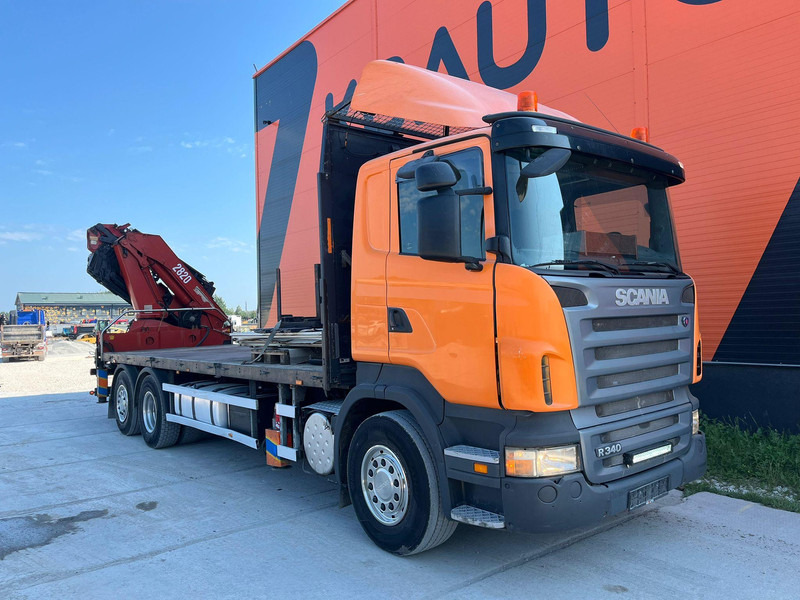 Scania R 340 6x2*4 HMF 2823-K6 + JIB / PLATFORM L=7293 mm - Camião de caixa aberta/ Plataforma, Camião grua: foto 4 Scania R 340 6x2*4 HMF 2823-K6 + JIB / PLATFORM L=7293 mm - Camião de caixa aberta/ Plataforma, Camião grua: foto 4