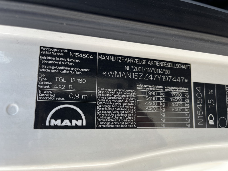 Camião furgão MAN TGL 12.180 / 12 Ton / 781 dkm / Oil Leak / Canvas Box / APK TUV 10-25: foto 16