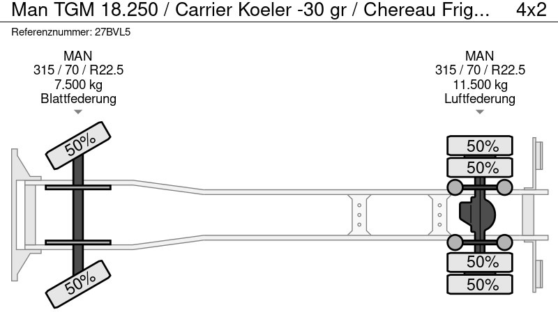 Camião frigorífico MAN TGM 18.250 / Carrier Koeler -30 gr / Chereau Frigobox / Laadklep / APK 06-26: foto 20