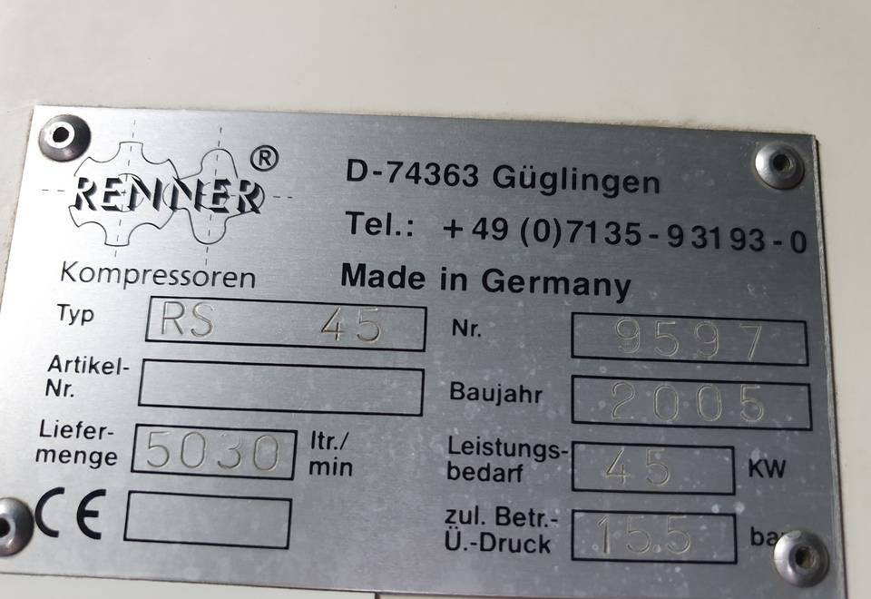 Compressor de ar KOMPRESOR ŚRUBOWY RENNER RS 45 KW: foto 6