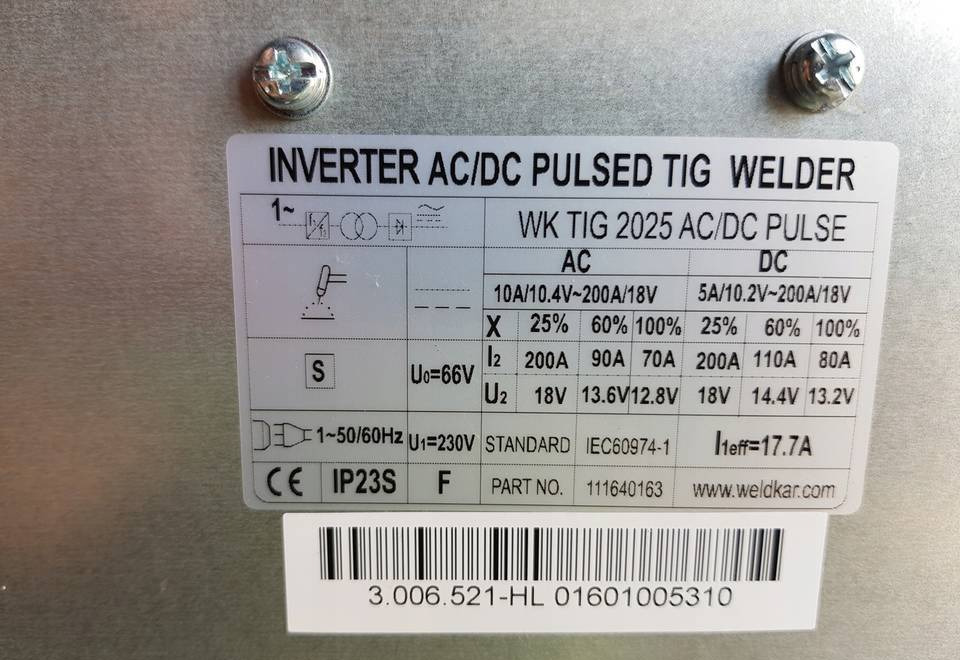 Spawarka Tig CEBORA WK 2025 AC/DC Puls, 200 A - Equipamento para soldagem: foto 2 Spawarka Tig CEBORA WK 2025 AC/DC Puls, 200 A - Equipamento para soldagem: foto 2