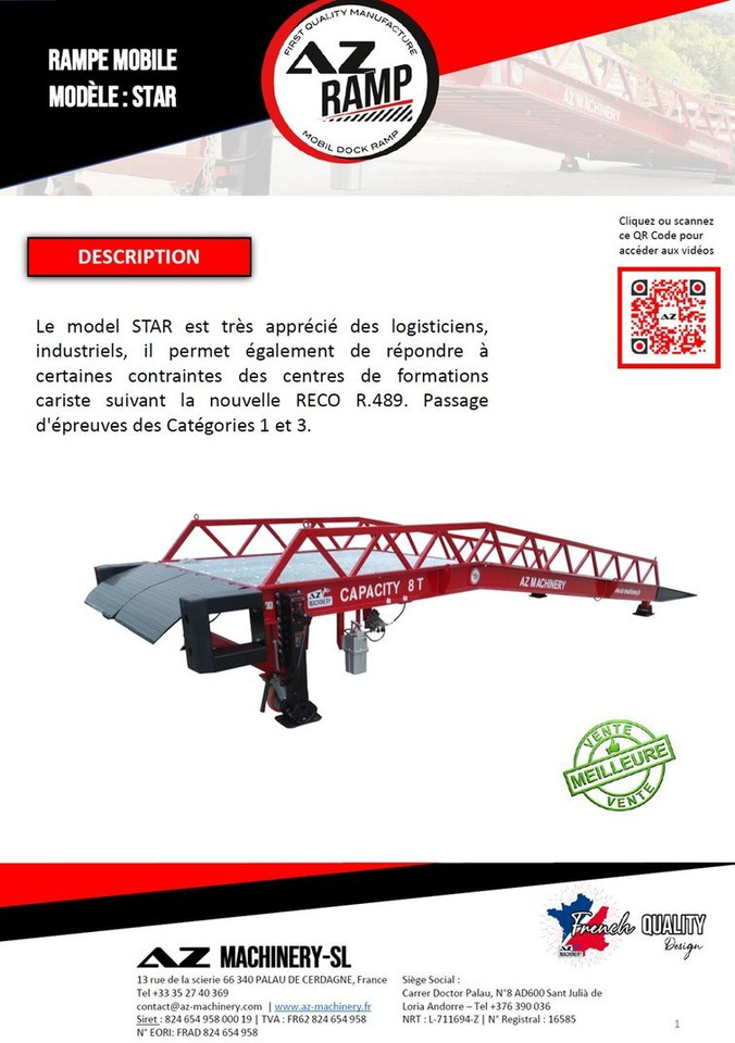 **RENTAL** Loading Ramp with with hydraulic tilting bridge - AZ RAMP - STAR- 8T. 8 ton capacity - Rampa de carregamento: foto 3 **RENTAL** Loading Ramp with with hydraulic tilting bridge - AZ RAMP - STAR- 8T. 8 ton capacity - Rampa de carregamento: foto 3