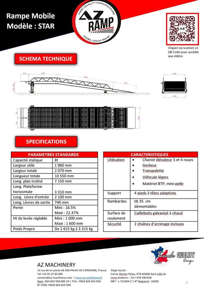 **RENTAL** Loading Ramp with with hydraulic tilting bridge - AZ RAMP - STAR- 8T. 8 ton capacity - Rampa de carregamento: foto 3 **RENTAL** Loading Ramp with with hydraulic tilting bridge - AZ RAMP - STAR- 8T. 8 ton capacity - Rampa de carregamento: foto 3