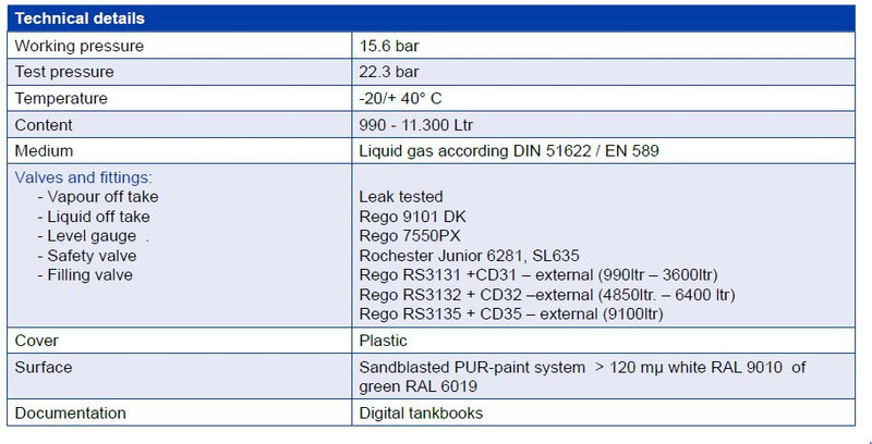 De Visser Propaan/Butaan LPG tank 9100 L gastank Propaan/Butaan LPG tank 9100 L (4,55 ton) Gastank Ø 1250 including tank fittings ID 11.10 L: 7790mm, 1350kg option of heating spiral - Tanque de combustível para Camião: foto 5 De Visser Propaan/Butaan LPG tank 9100 L gastank Propaan/Butaan LPG tank 9100 L (4,55 ton) Gastank Ø 1250 including tank fittings ID 11.10 L: 7790mm, 1350kg option of heating spiral - Tanque de combustível para Camião: foto 5