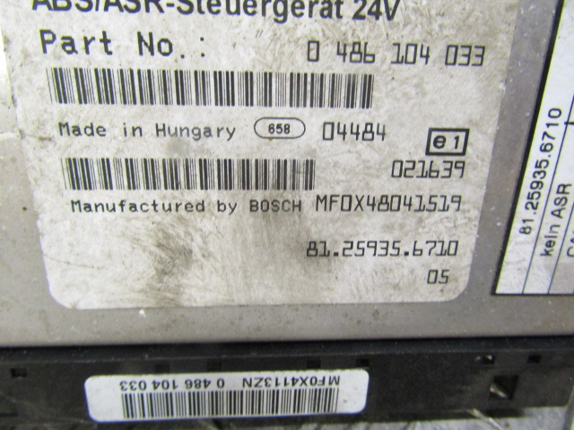 MAN LE 2000 SERIES ABS ECU P/NO 81.25935.6710 - Centralina electrónica para Camião: foto 2 MAN LE 2000 SERIES ABS ECU P/NO 81.25935.6710 - Centralina electrónica para Camião: foto 2