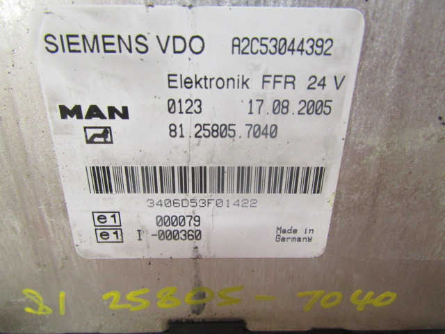 MAN TGA ELECTRONIC FFR UNIT P/NO 81.25805.7040 - Sistema elétrico para Camião: foto 2 MAN TGA ELECTRONIC FFR UNIT P/NO 81.25805.7040 - Sistema elétrico para Camião: foto 2