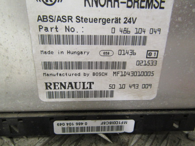 RENAULT MIDLUM DXI ABS / ASR ECU P/NO 50-10 493009 & 486104049 - Centralina electrónica para Camião: foto 1 RENAULT MIDLUM DXI ABS / ASR ECU P/NO 50-10 493009 & 486104049 - Centralina electrónica para Camião: foto 1
