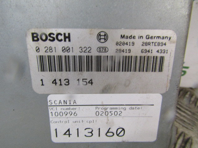 SCANIA P94 ENGINE ECU BOSCH P/NO 0281 001 322 - Centralina electrónica para Camião: foto 2 SCANIA P94 ENGINE ECU BOSCH P/NO 0281 001 322 - Centralina electrónica para Camião: foto 2