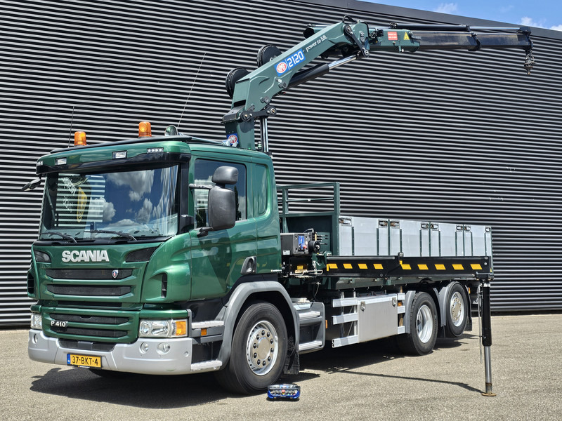 Scania P410 / 6X2-4 / 21 t/m CRANE / KRAN - Camião de caixa aberta/ Plataforma, Camião grua: foto 1 Scania P410 / 6X2-4 / 21 t/m CRANE / KRAN - Camião de caixa aberta/ Plataforma, Camião grua: foto 1