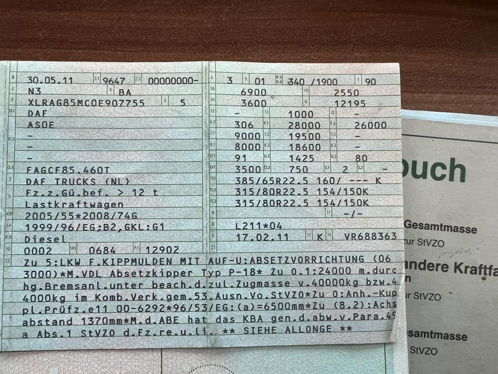 DAF CF 85.460 6X2 VDL Absetzer Top Zustand Retarder DAF CF 85.460 6X2 VDL Absetzer Top Zustand Retarder - Camião multibenne: foto 3 DAF CF 85.460 6X2 VDL Absetzer Top Zustand Retarder DAF CF 85.460 6X2 VDL Absetzer Top Zustand Retarder - Camião multibenne: foto 3