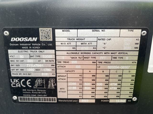 Doosan B25X-7 PLUS - Empilhador elétrico: foto 5 Doosan B25X-7 PLUS - Empilhador elétrico: foto 5
