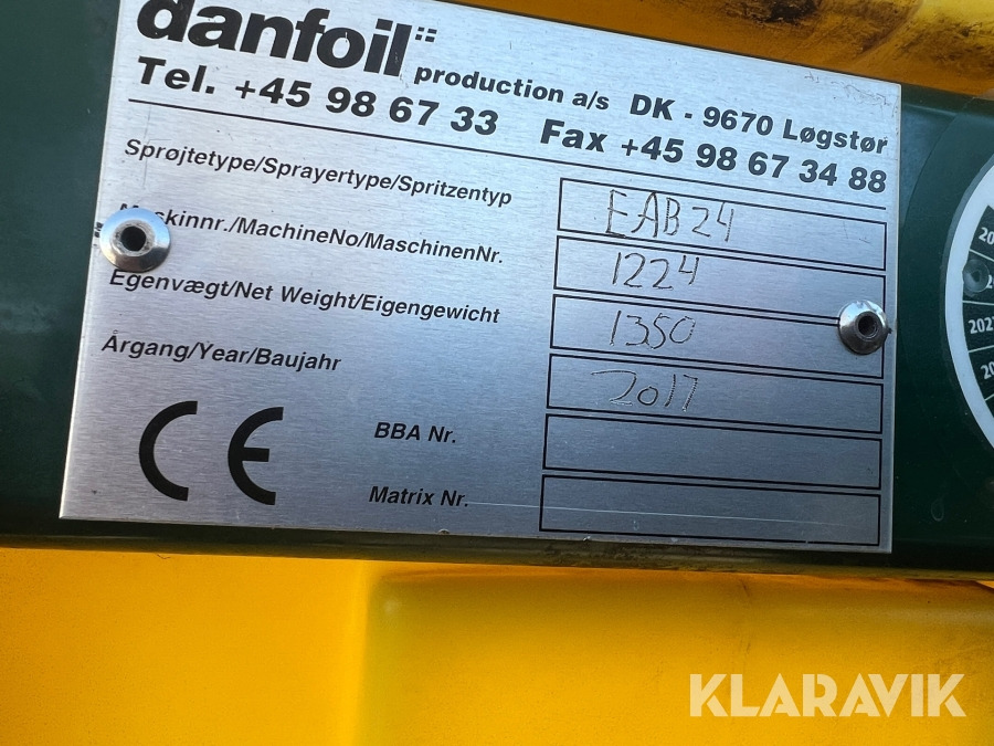 Marksprøjte Danfoil EAB24 - Pulverizador agricola: foto 5 Marksprøjte Danfoil EAB24 - Pulverizador agricola: foto 5