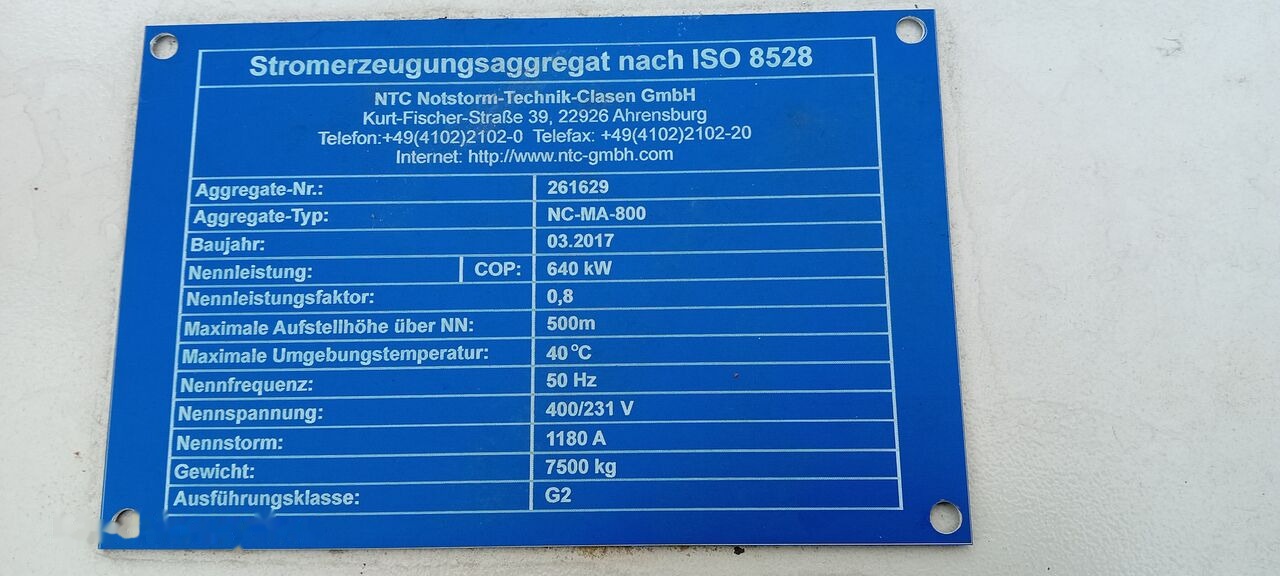 MAN MAN Generator Set Stamford 640 KW 800 KVA Diesel, 2017 Model, 931 HP, 8000 kg, Low Hours, For Sale in Poland - Gerador elétrico: foto 4 MAN MAN Generator Set Stamford 640 KW 800 KVA Diesel, 2017 Model, 931 HP, 8000 kg, Low Hours, For Sale in Poland - Gerador elétrico: foto 4