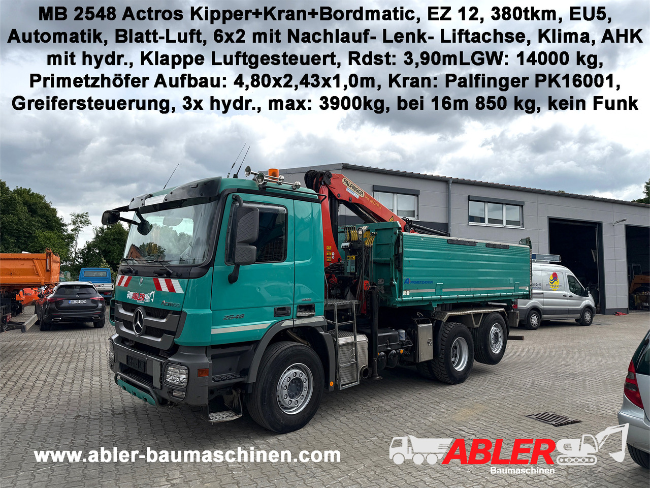Mercedes-Benz 2548 Actros Kipper Kran Palfinger Bordmatic - Camião basculante, Camião grua: foto 1 Mercedes-Benz 2548 Actros Kipper Kran Palfinger Bordmatic - Camião basculante, Camião grua: foto 1