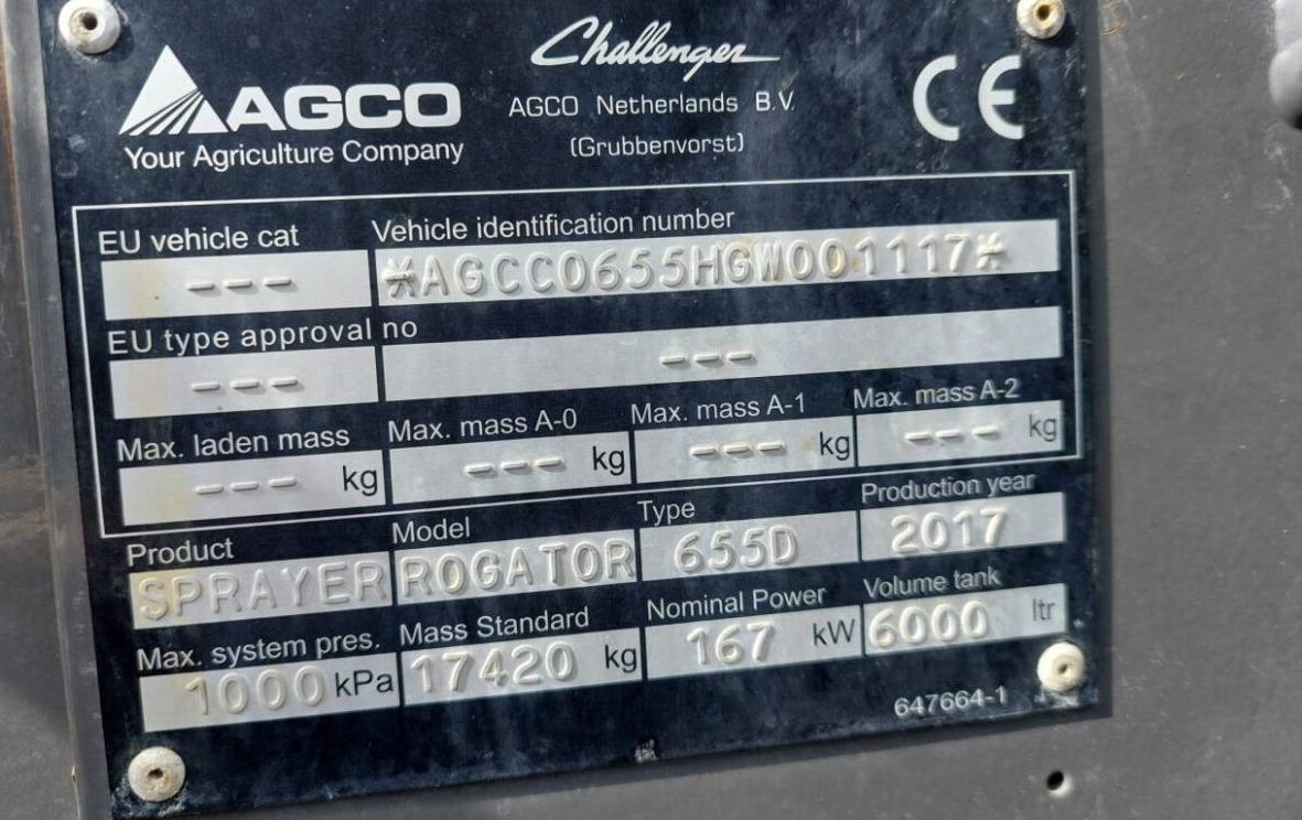 Pulverizador automotor Challenger Rogator 655 B med GPS: foto 15