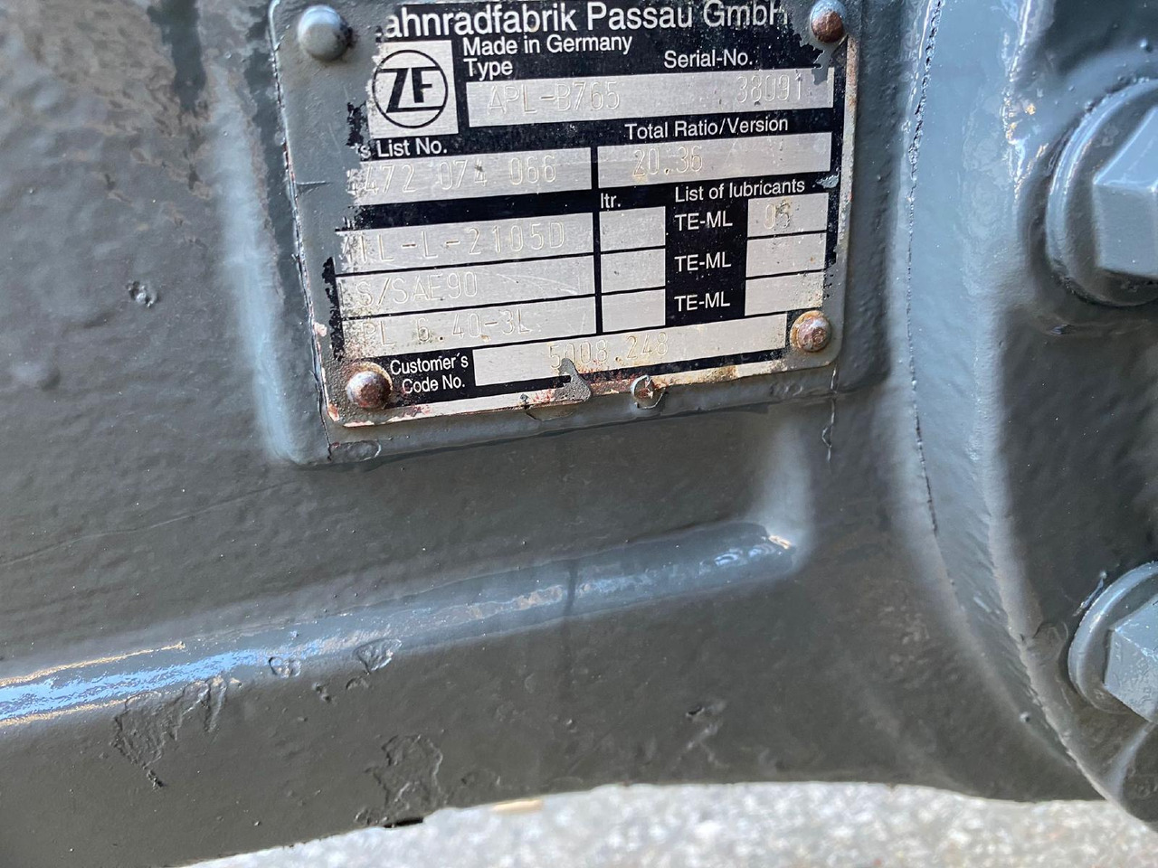 Eixo e peças para Máquina de construção Liebherr ZF APL B 765 aus LH A904 LIT: foto 7