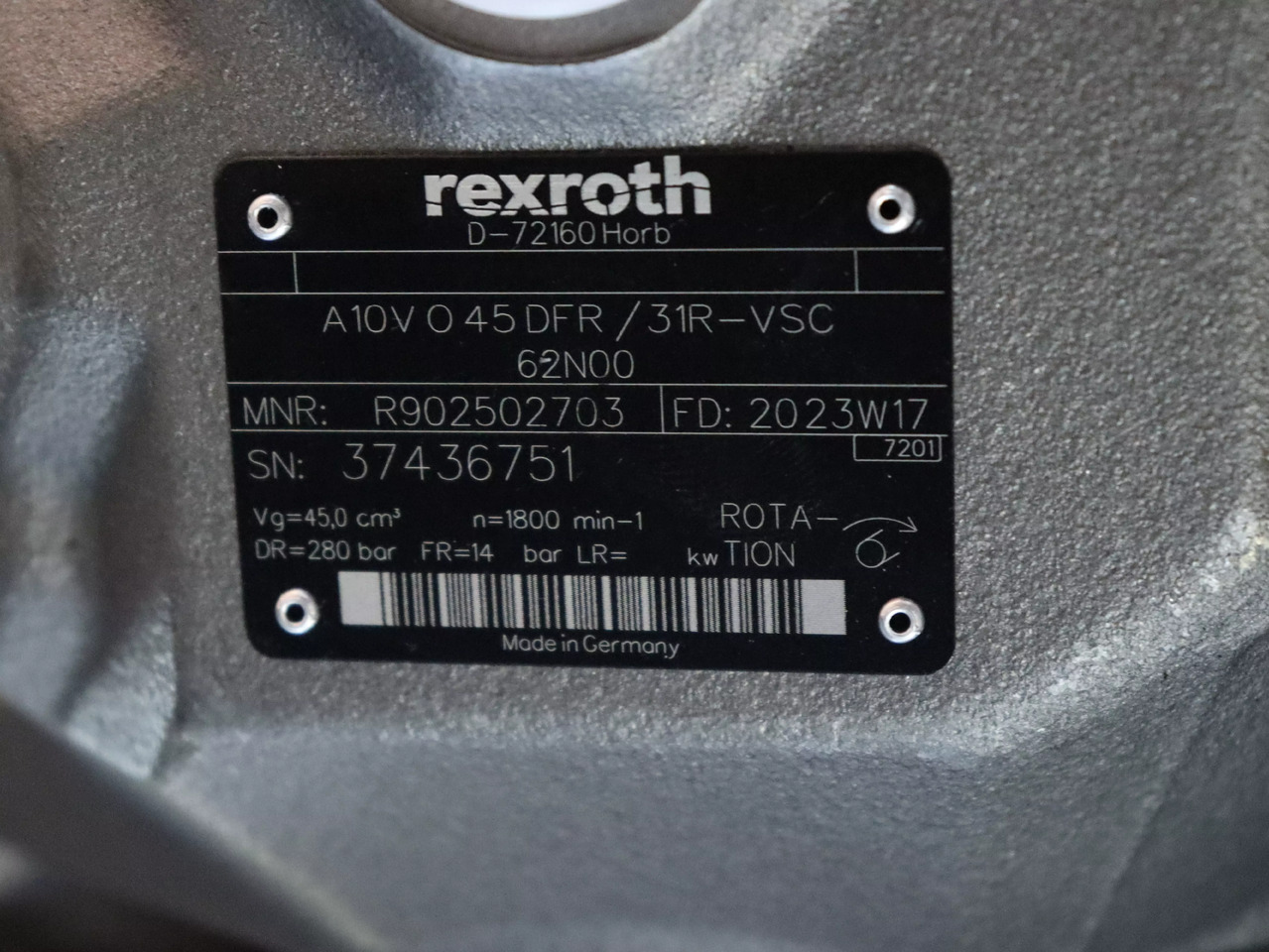 REXROTH A10VO45DFR/31R-VSC62N00 - Bomba hidráulica para Máquina de construção: foto 4 REXROTH A10VO45DFR/31R-VSC62N00 - Bomba hidráulica para Máquina de construção: foto 4