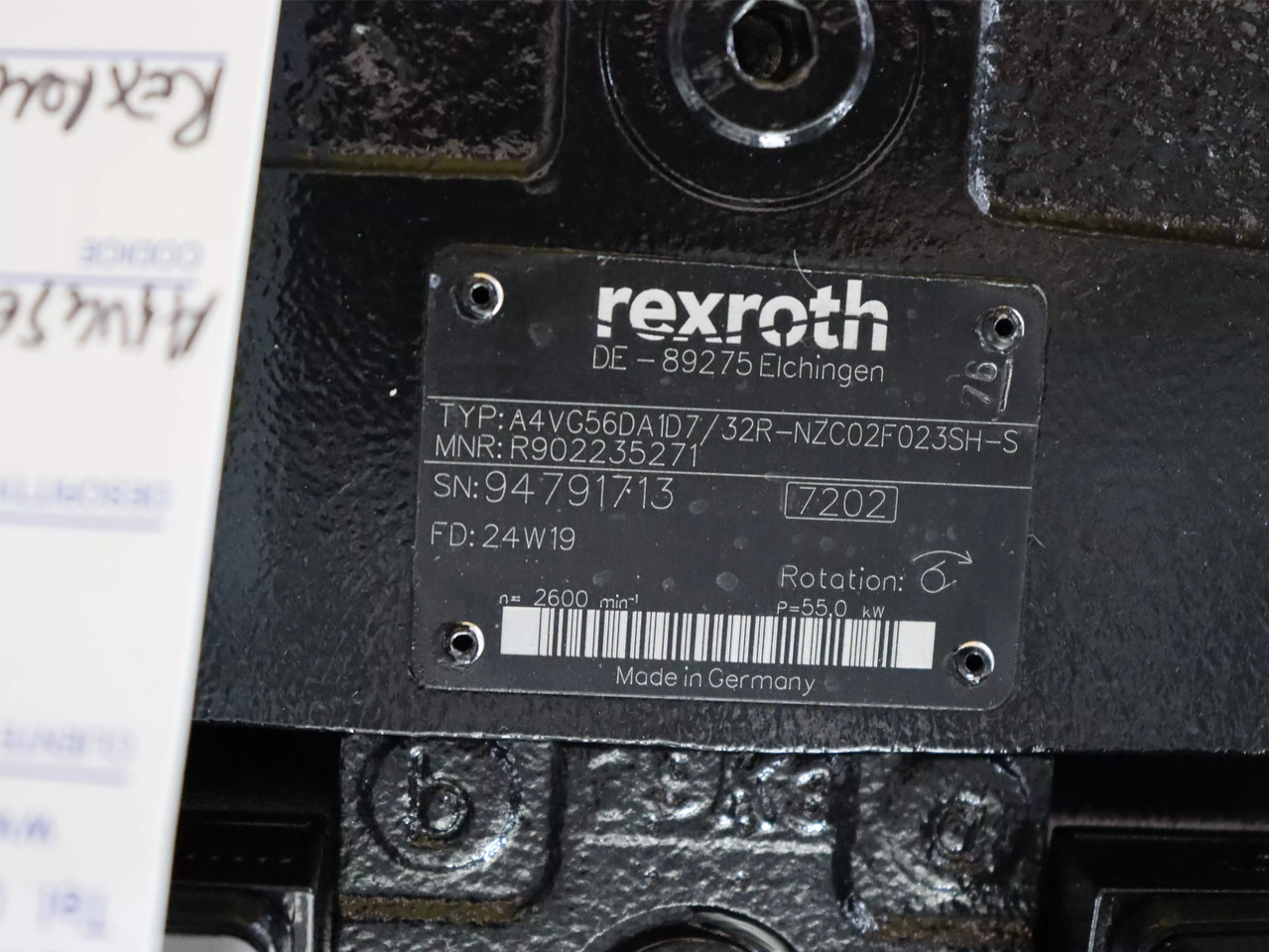 REXROTH A4VG56DA1D7/32R-NZC02F023SH-S - Bomba hidráulica para Equipamento de movimentação: foto 3 REXROTH A4VG56DA1D7/32R-NZC02F023SH-S - Bomba hidráulica para Equipamento de movimentação: foto 3