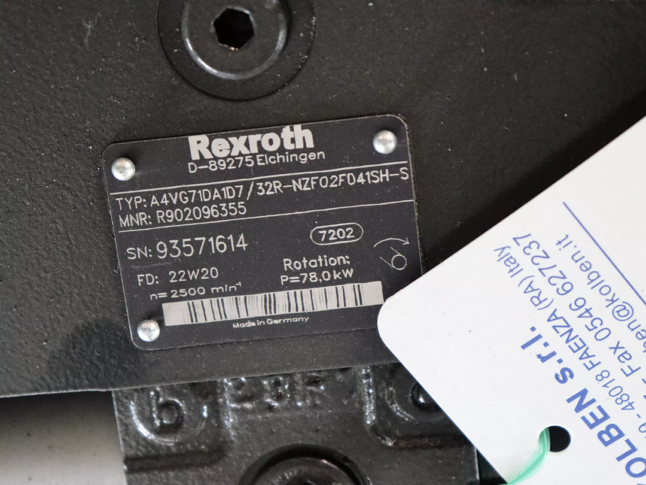 REXROTH A4VG71DA1D7/32R-NZF02F041SH-S - Bomba hidráulica para Máquina de construção: foto 3 REXROTH A4VG71DA1D7/32R-NZF02F041SH-S - Bomba hidráulica para Máquina de construção: foto 3
