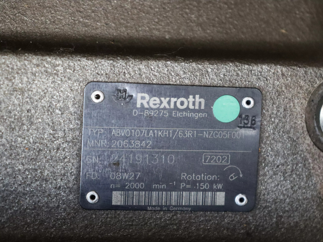 REXROTH A8VO107LA1KH1/63R1-NZG05F001 - Bomba hidráulica para Equipamento de movimentação: foto 5 REXROTH A8VO107LA1KH1/63R1-NZG05F001 - Bomba hidráulica para Equipamento de movimentação: foto 5