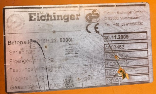 Eichinger concrete silo 1016H.22 - Equipamento para Equipamento de movimentação: foto 3 Eichinger concrete silo 1016H.22 - Equipamento para Equipamento de movimentação: foto 3