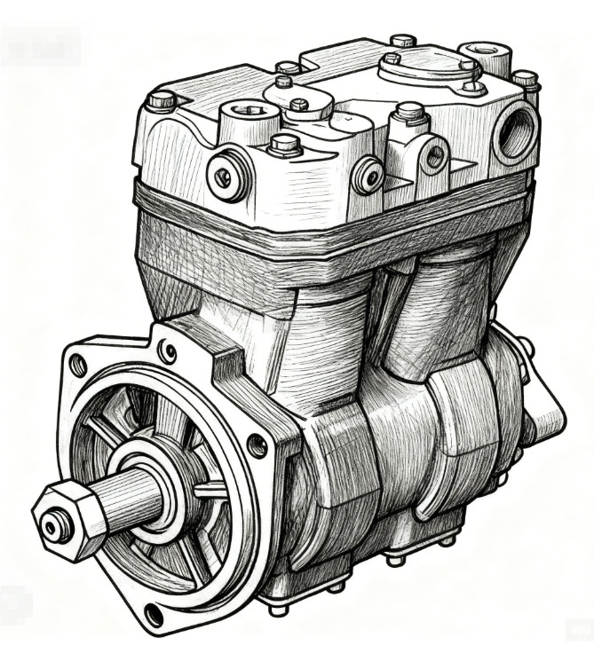 OEM Engine Cursor9 F2CFE614A*B041/F2CGE614F*V004 5802431166 Double cylinder air pump 504293730/5802497411 - Compressor, sistema de ar comprimido: foto 1 OEM Engine Cursor9 F2CFE614A*B041/F2CGE614F*V004 5802431166 Double cylinder air pump 504293730/5802497411 - Compressor, sistema de ar comprimido: foto 1